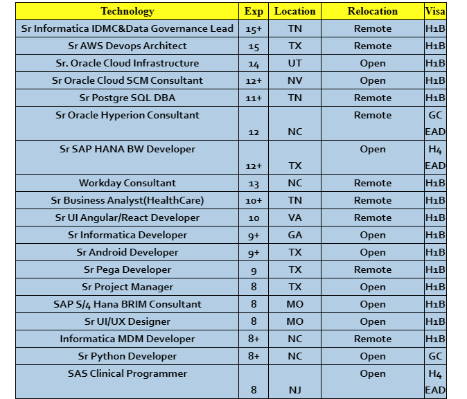 Sr Salesforce Jobs Hotlist
