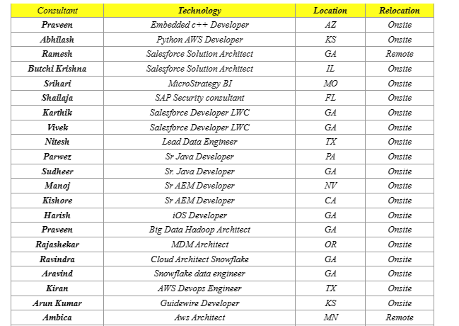 Salesforce Solution Architect C2C Jobs Hotlist,