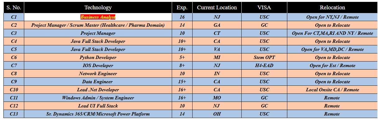 Business Analyst c2c Jobs Hotlist