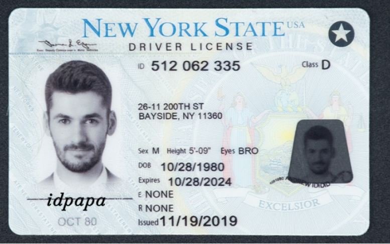 NewYork Driver's License watermark with Id papa